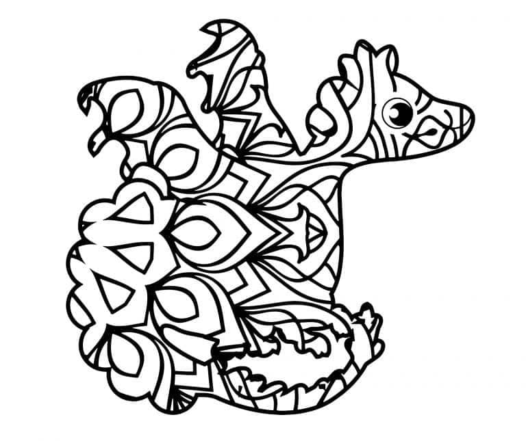 Coloriage Mandala Dragon gratuite