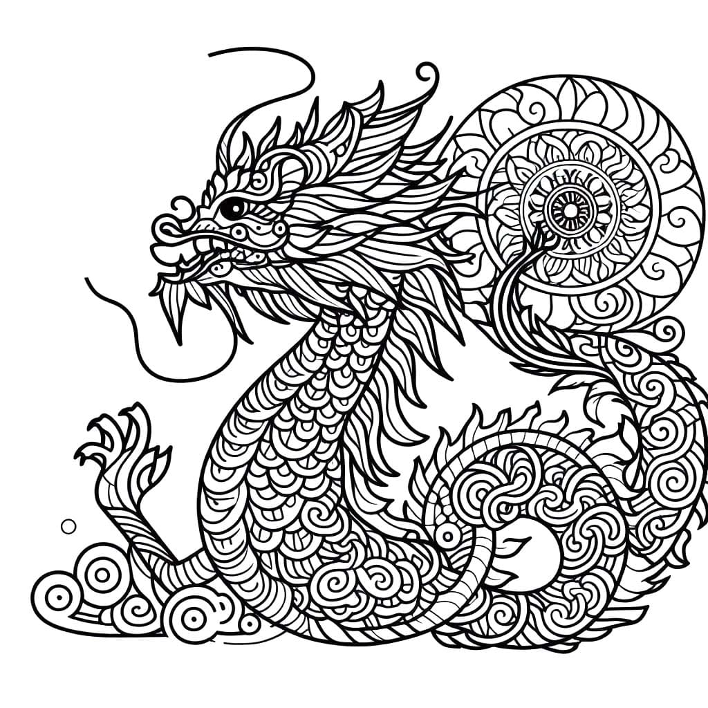 Coloriage Mandala Dragon imprimable pour les enfants