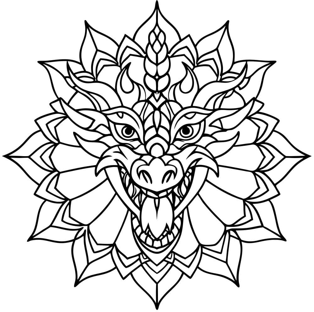 Coloriage Mandala Dragon pour enfant