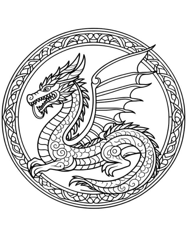 Coloriage Mandala Dragon pour les enfants