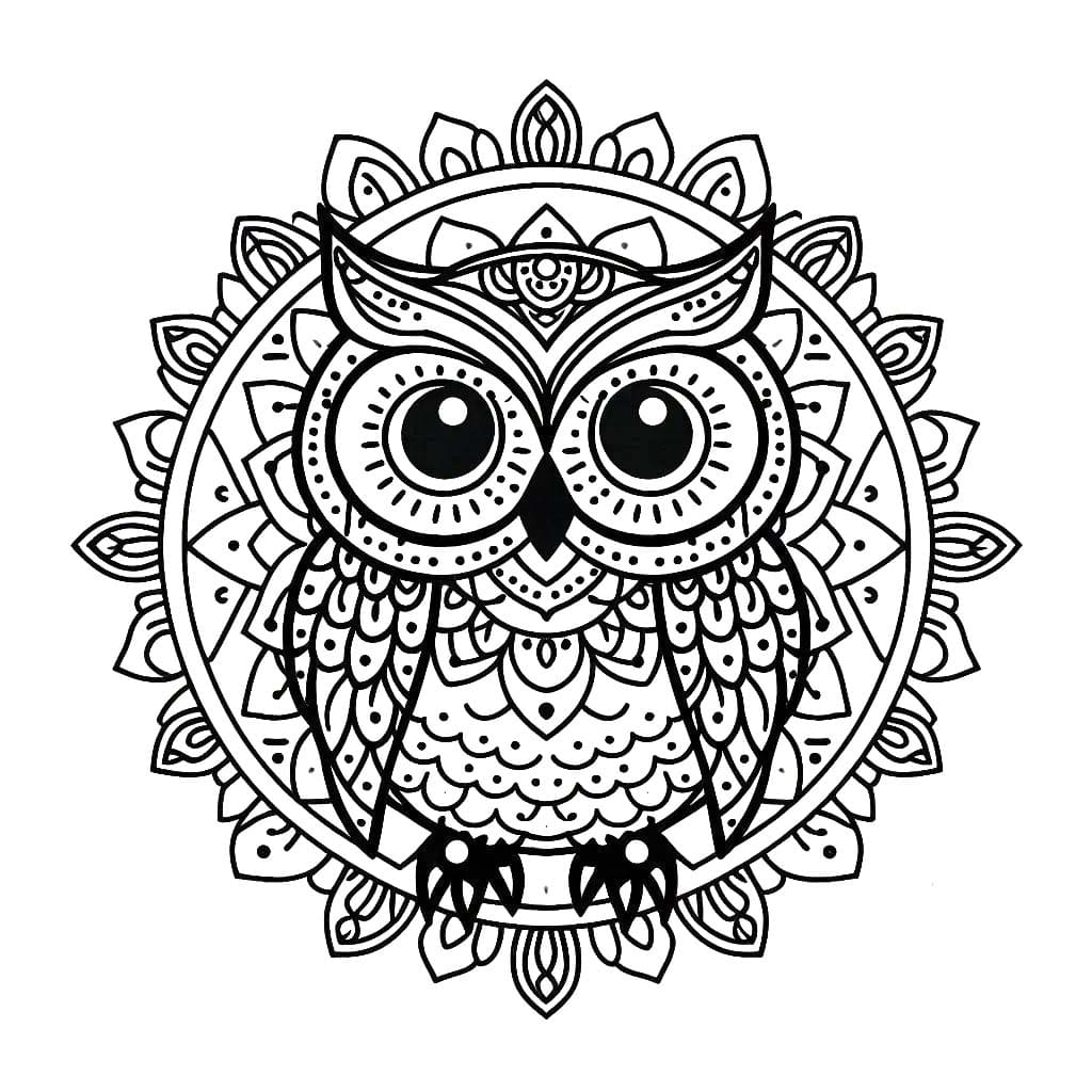 Coloriage Mandala Hibou 1
