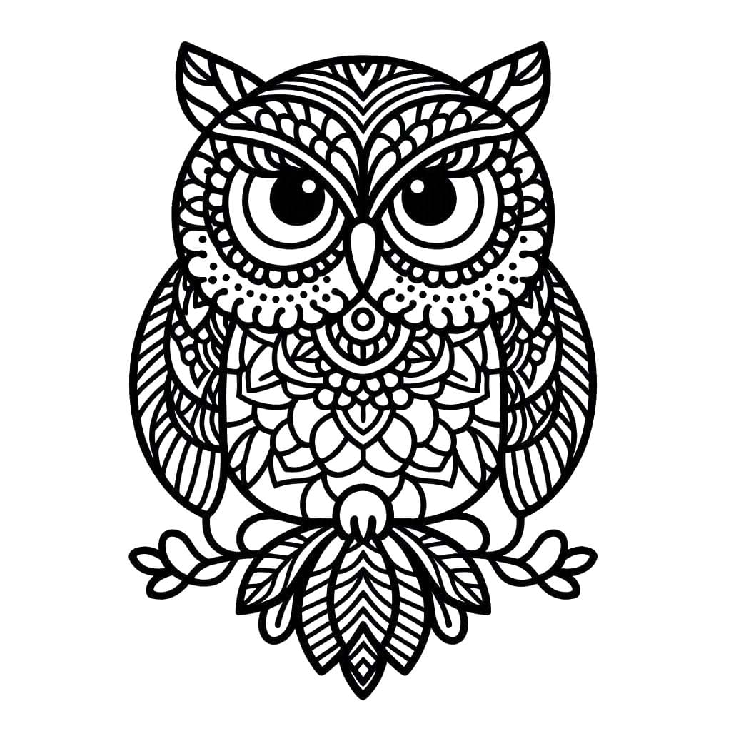 Coloriage Mandala Hibou 2