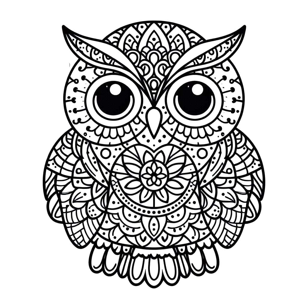 Coloriage Mandala Hibou 3