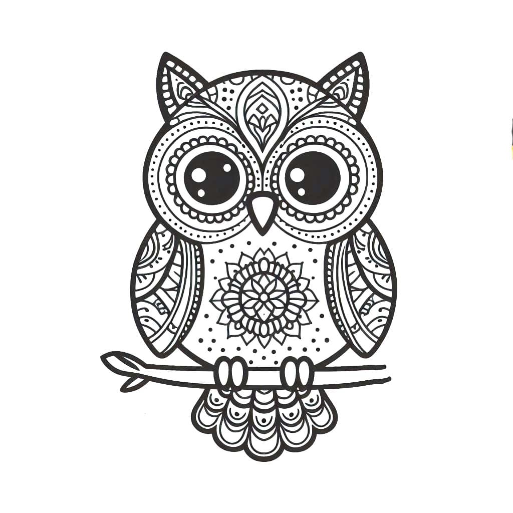 Coloriage Mandala Hibou 4