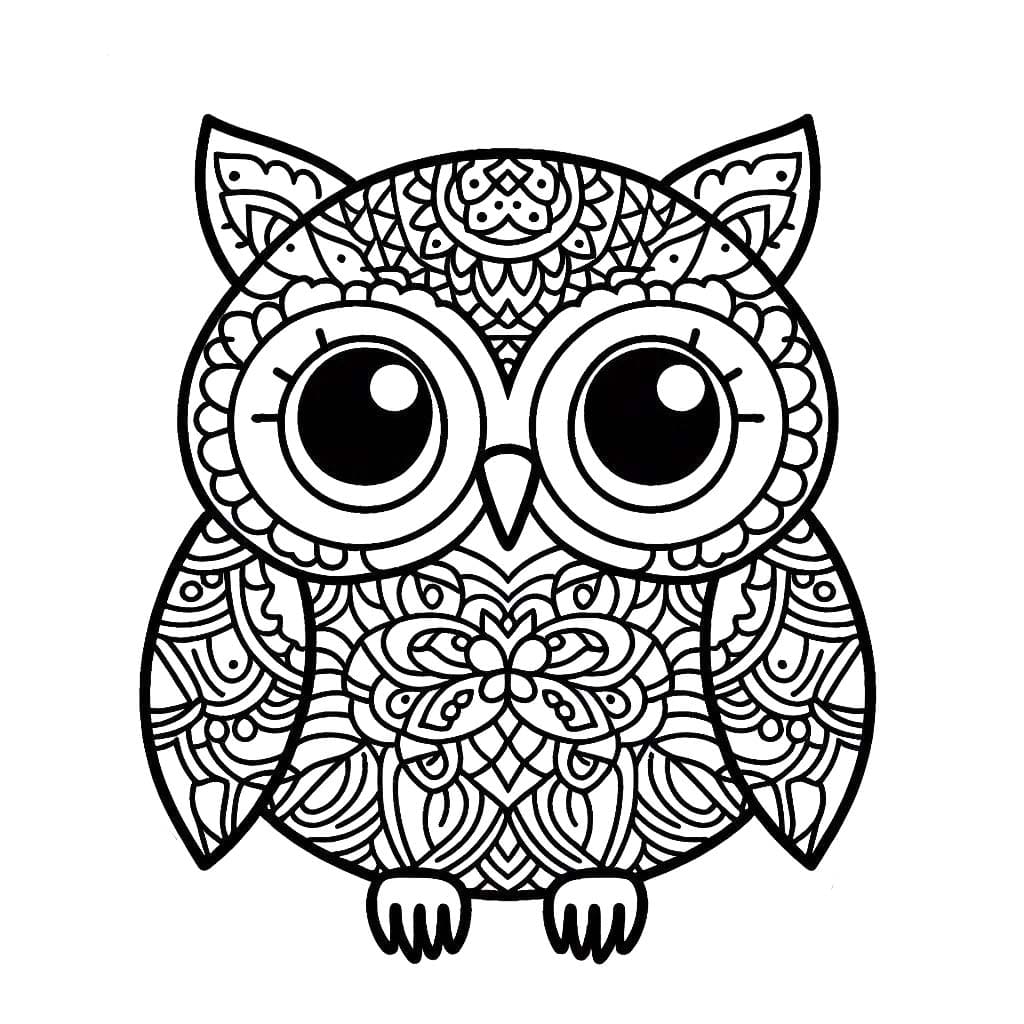 Coloriage Mandala Hibou 5