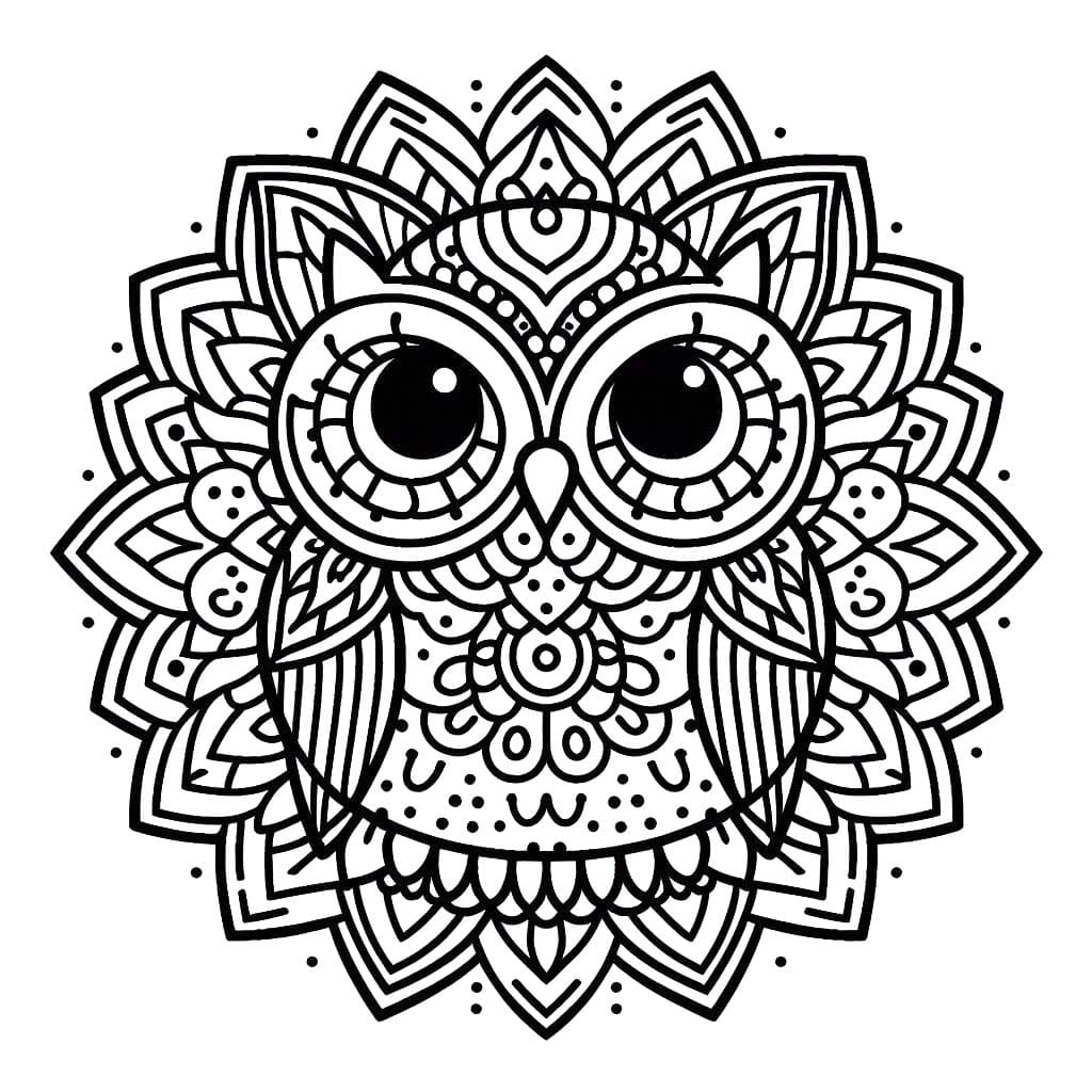 Coloriage Mandala Hibou 6