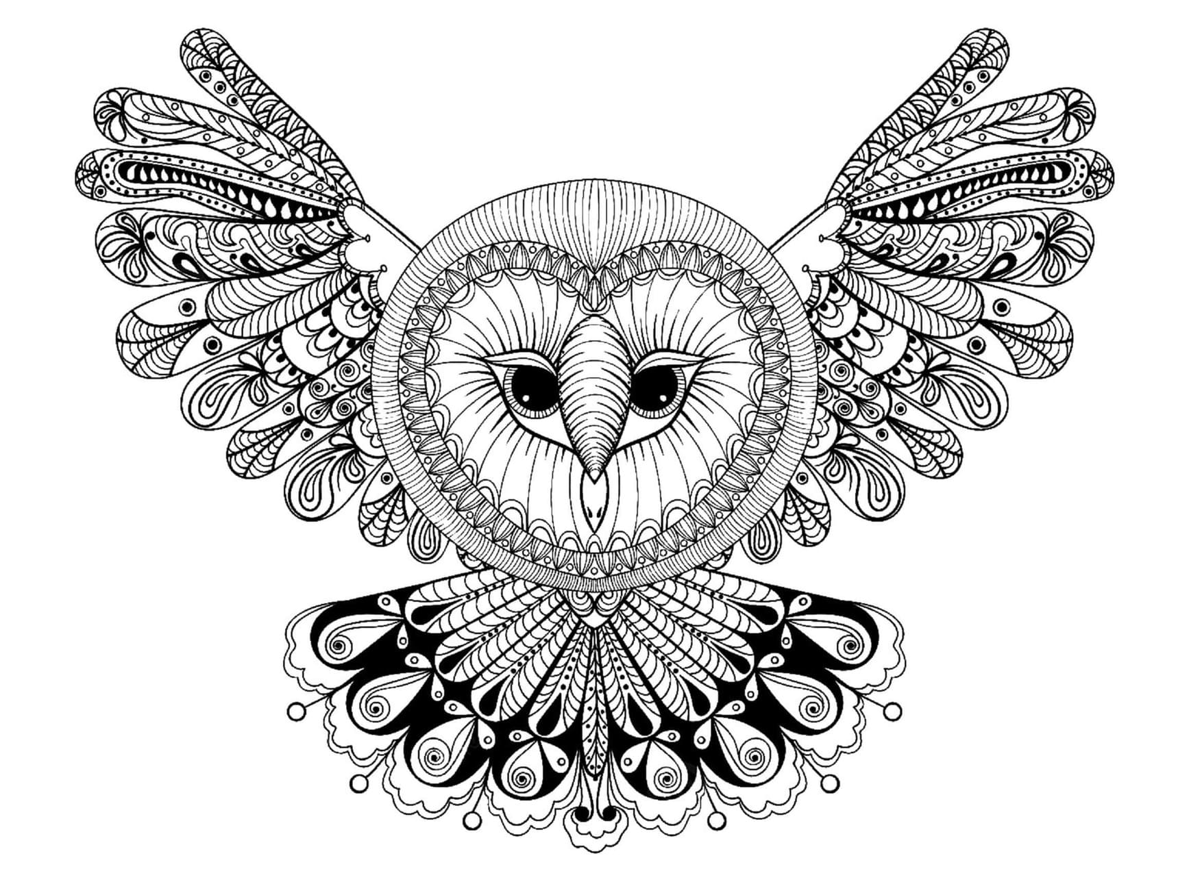 Coloriage Mandala Hibou chez les enfants