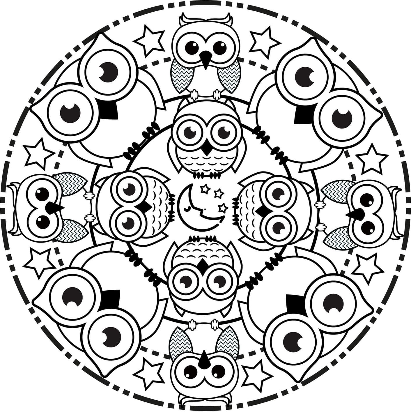 Coloriage Mandala Hibou gratuit pour les enfants
