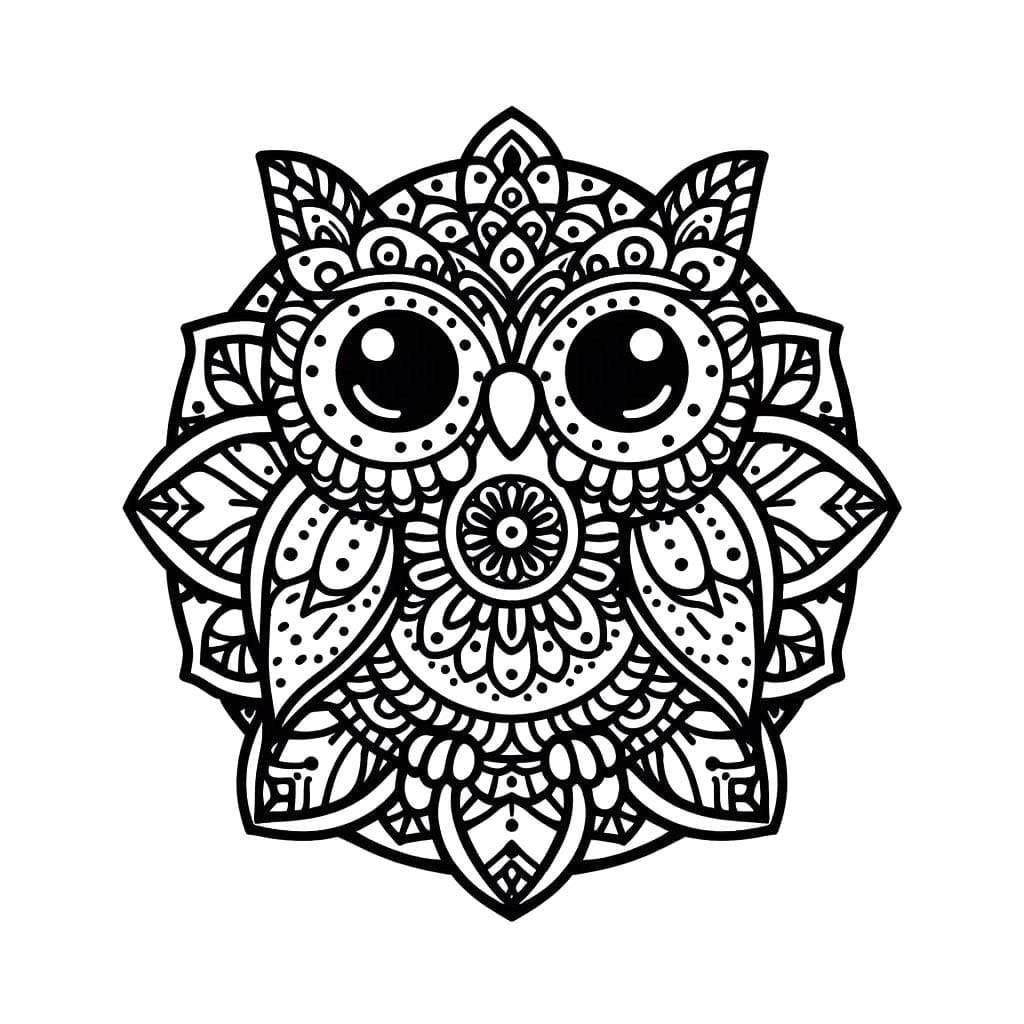 Coloriage Mandala Hibou gratuite
