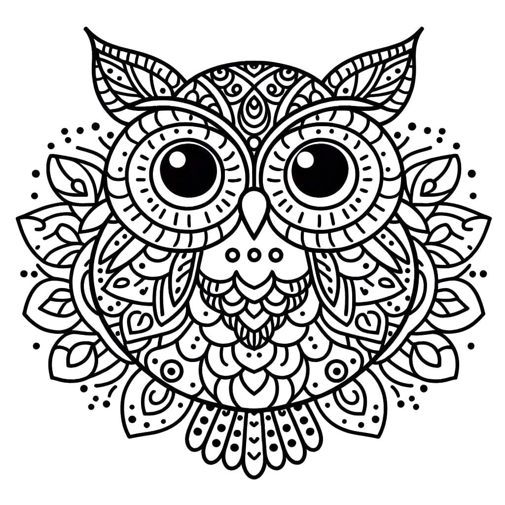 Coloriage Mandala Hibou imprimable