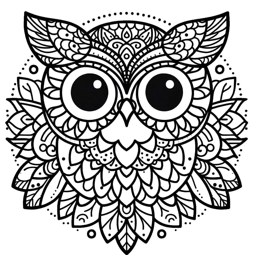Coloriage Mandala Hibou imprimable gratuite
