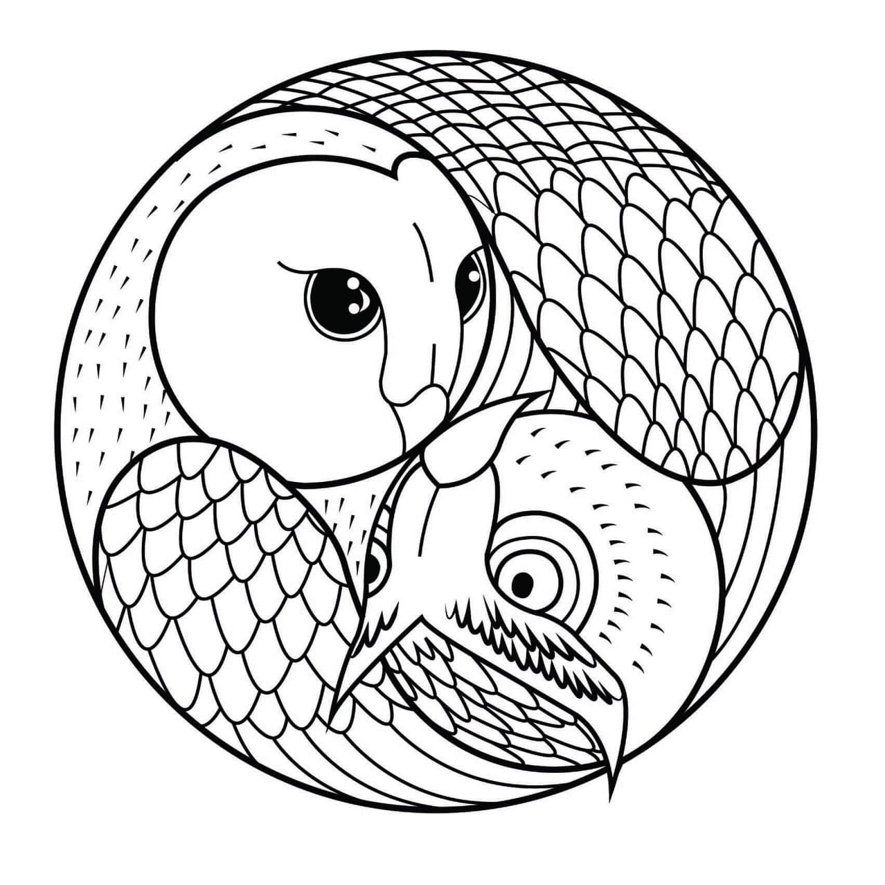 Coloriage Mandala Hibou pour les enfants