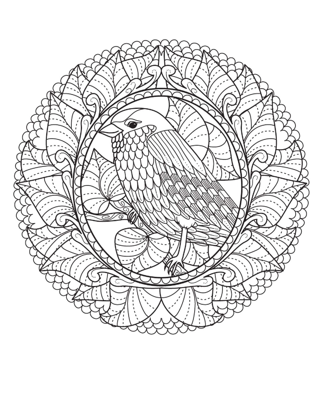 Coloriage Mandala Oiseau pour enfants
