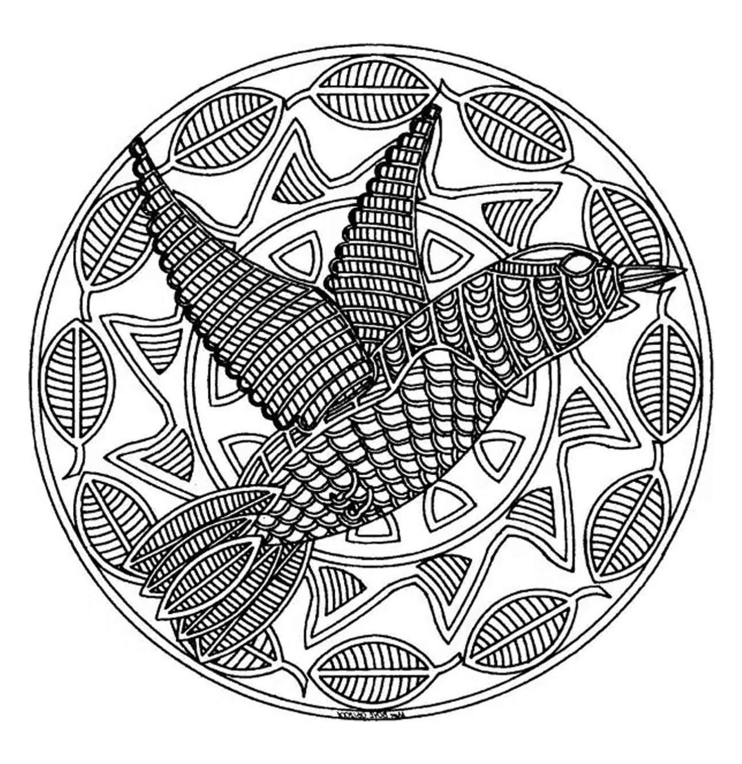 Coloriage Mandala Oiseau très facile