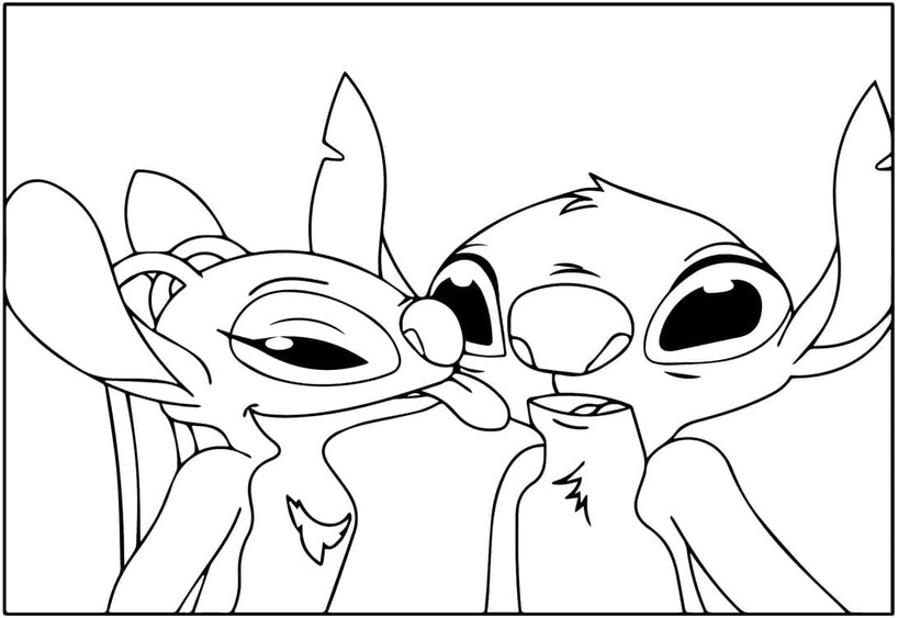 Coloriage Stitch et Angel 1