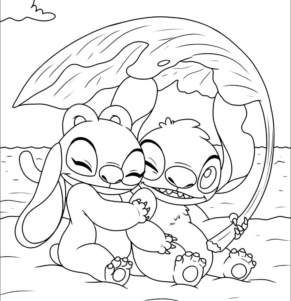 Coloriage Stitch et Angel 5