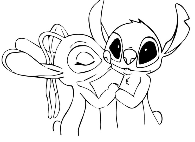 Coloriage Stitch et Angel 6