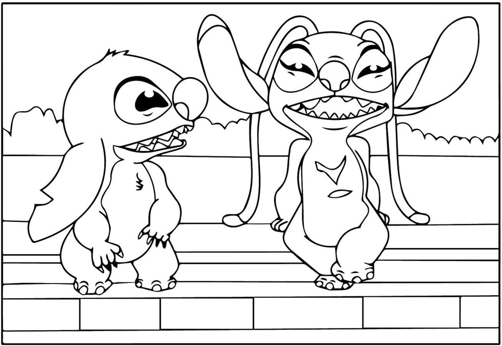 Coloriage Stitch et Angel gratuite
