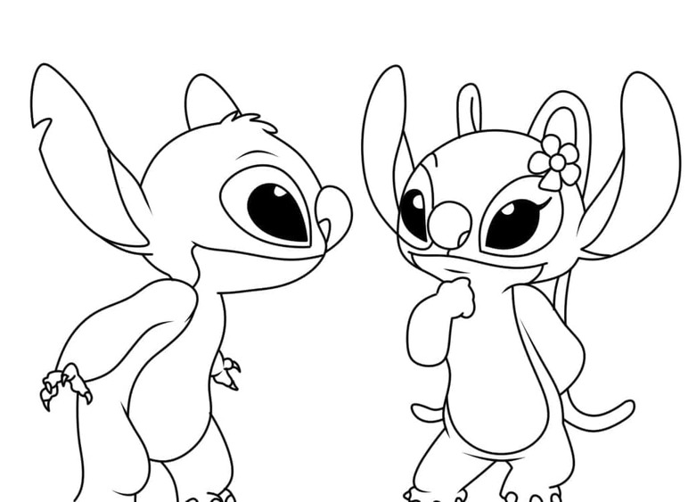 Coloriage Stitch et Angel imprimable