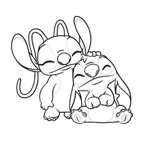 Coloriage Stitch et Angel imprimable gratuite