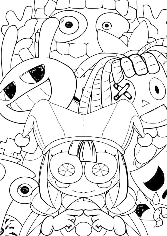 Coloriage The Amazing Digital Circus simple