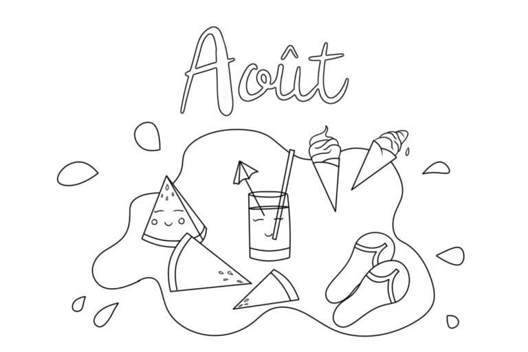 Coloriage Août chez enfants