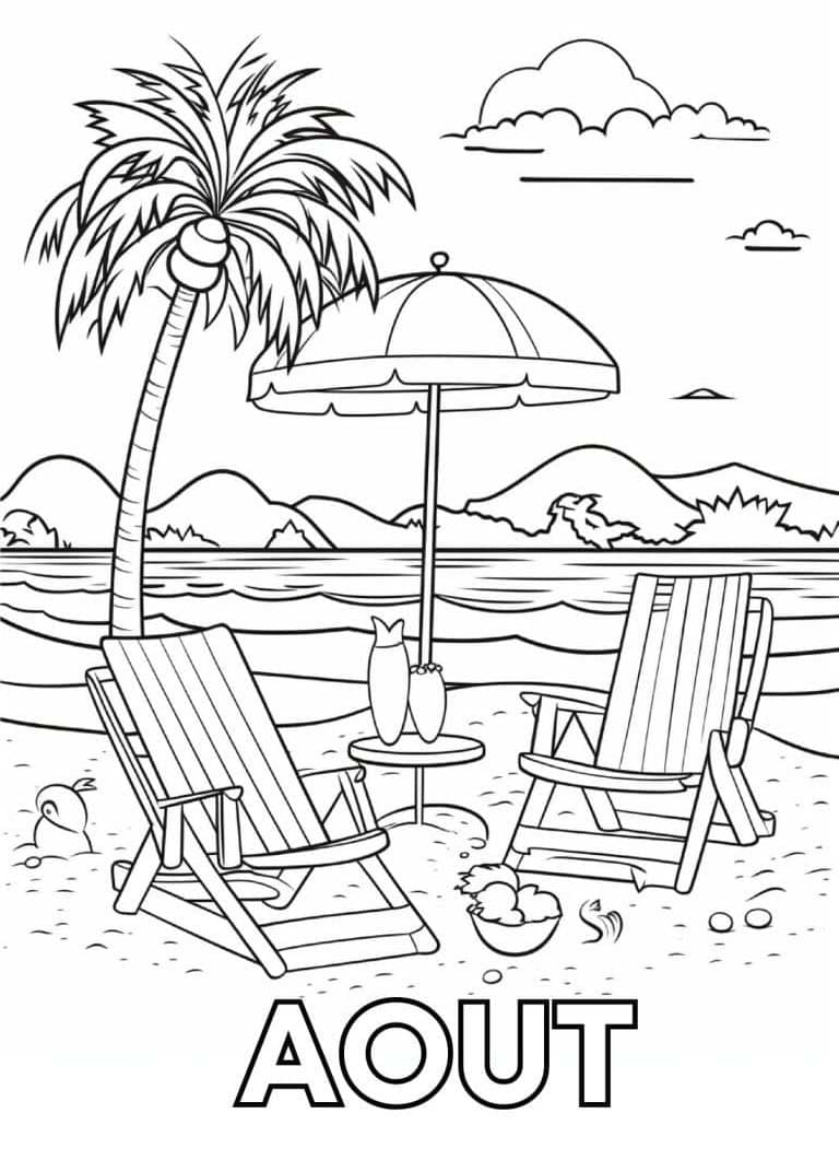 Coloriage Août gratuit pour les enfants