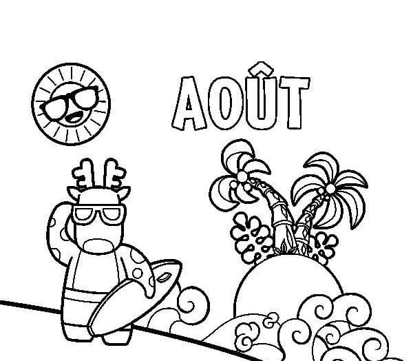 Coloriage Août imprimable