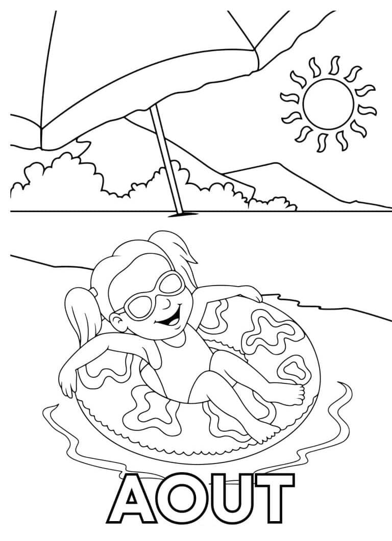 Coloriage Août imprimable pour les enfants