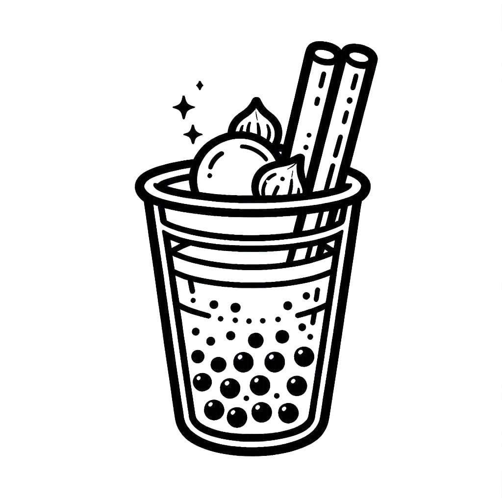 Coloriage Bubble Tea imprimable