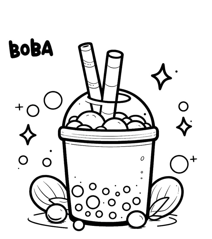 Coloriage Bubble Tea imprimable pour les enfants