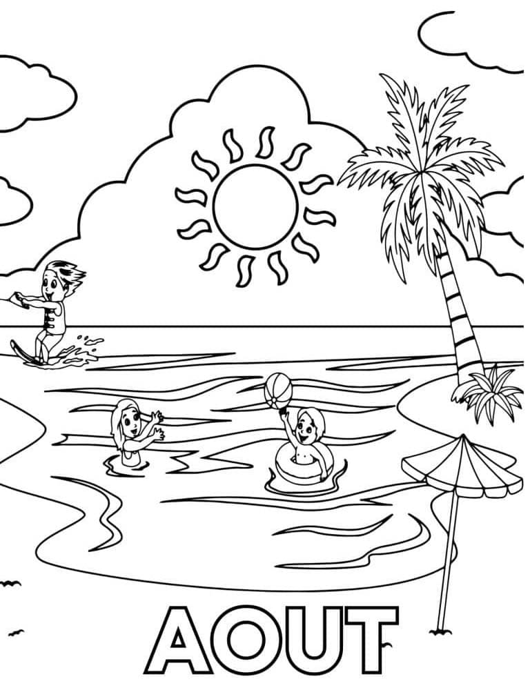 Coloriage Dessiner Août imprimable pour les enfants