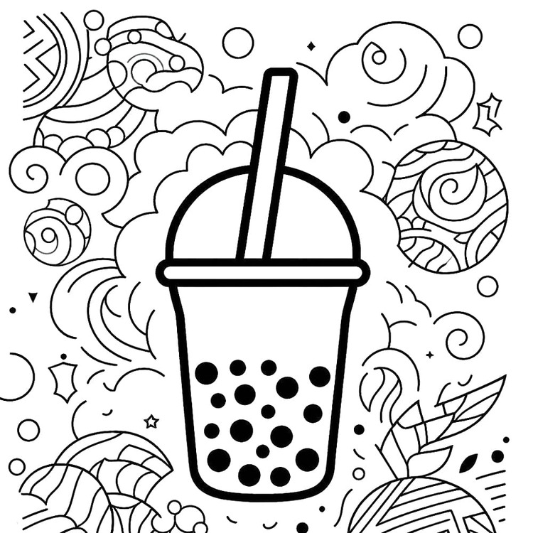 Coloriage Dessiner Bubble Tea chez enfants