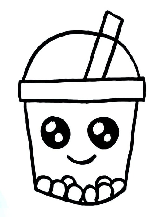 Coloriage Dessiner Bubble Tea mignon