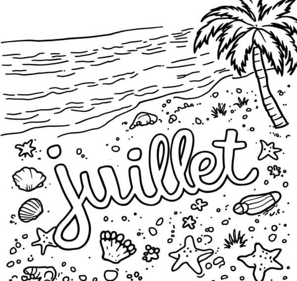 Coloriage Dessiner Juillet basique chez les enfants