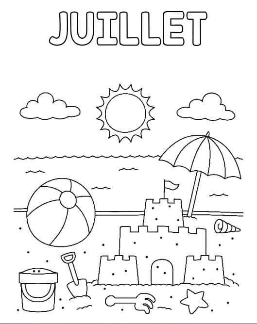 Coloriage Dessiner Juillet chez enfant