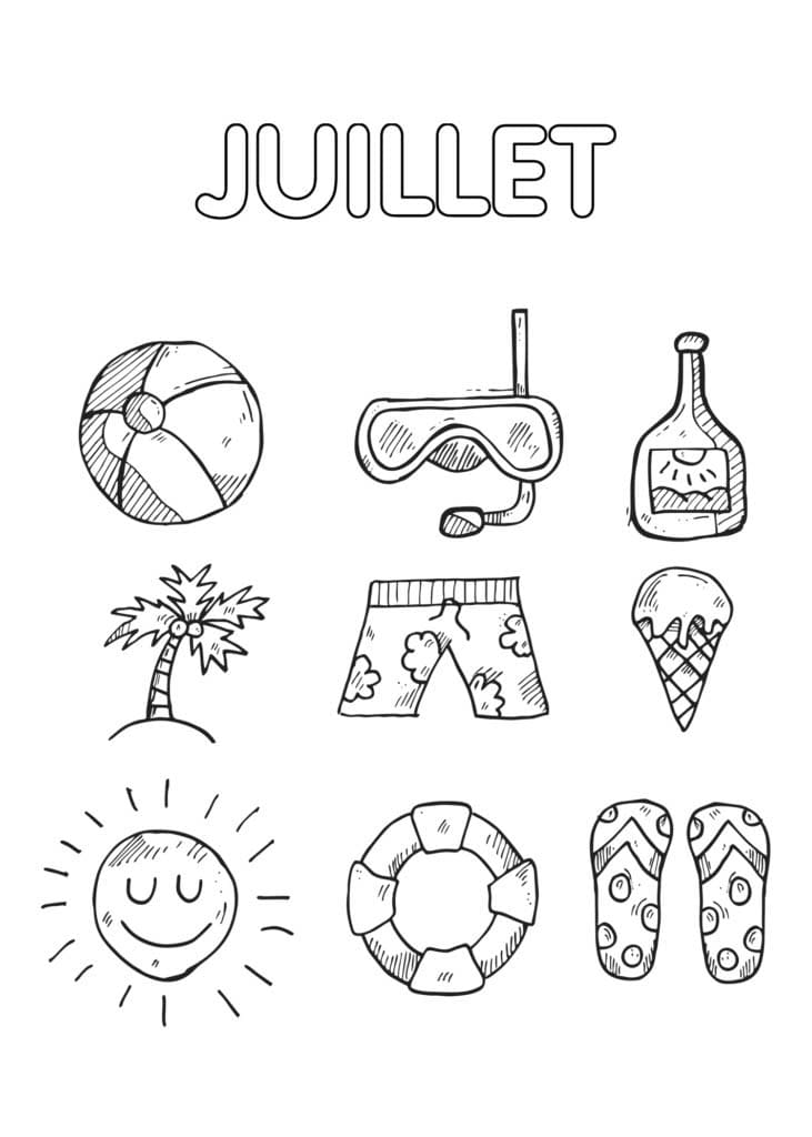 Coloriage Dessiner Juillet facile