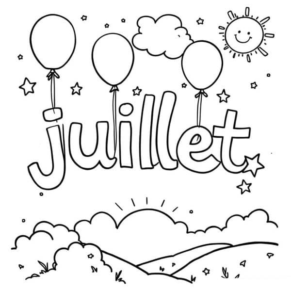 Coloriage Dessiner Juillet gratuit pour les enfants