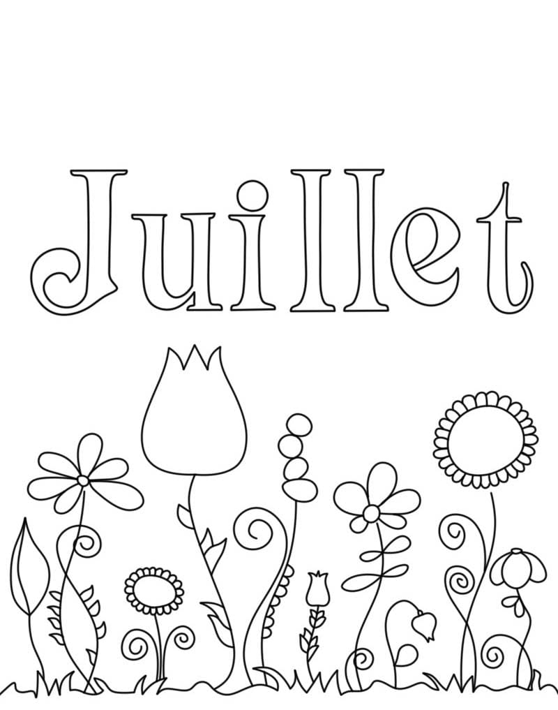 Coloriage Dessiner Juillet simple chez les enfants