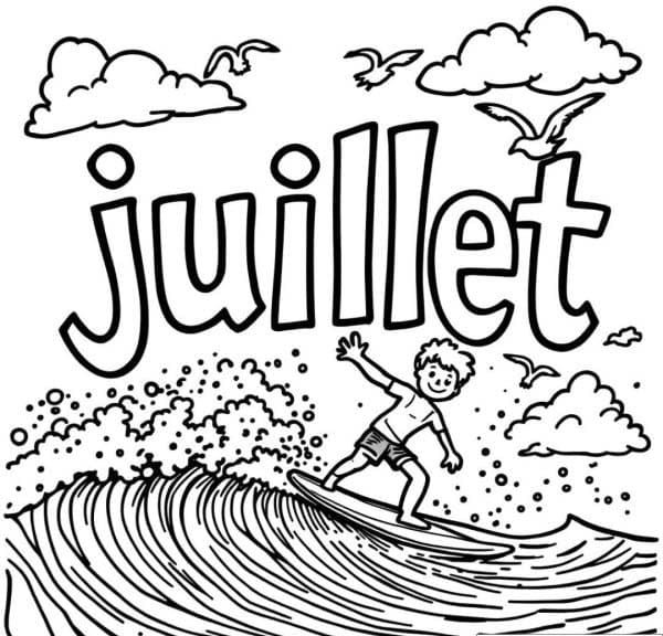 Coloriage Dessiner Juillet simple