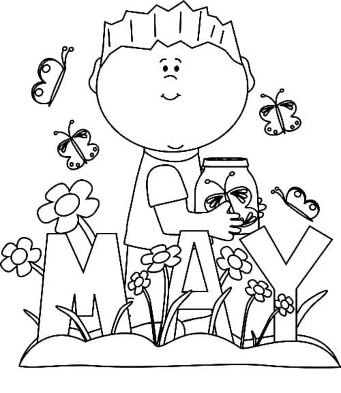 Coloriage Dessiner Mai facile chez les enfants