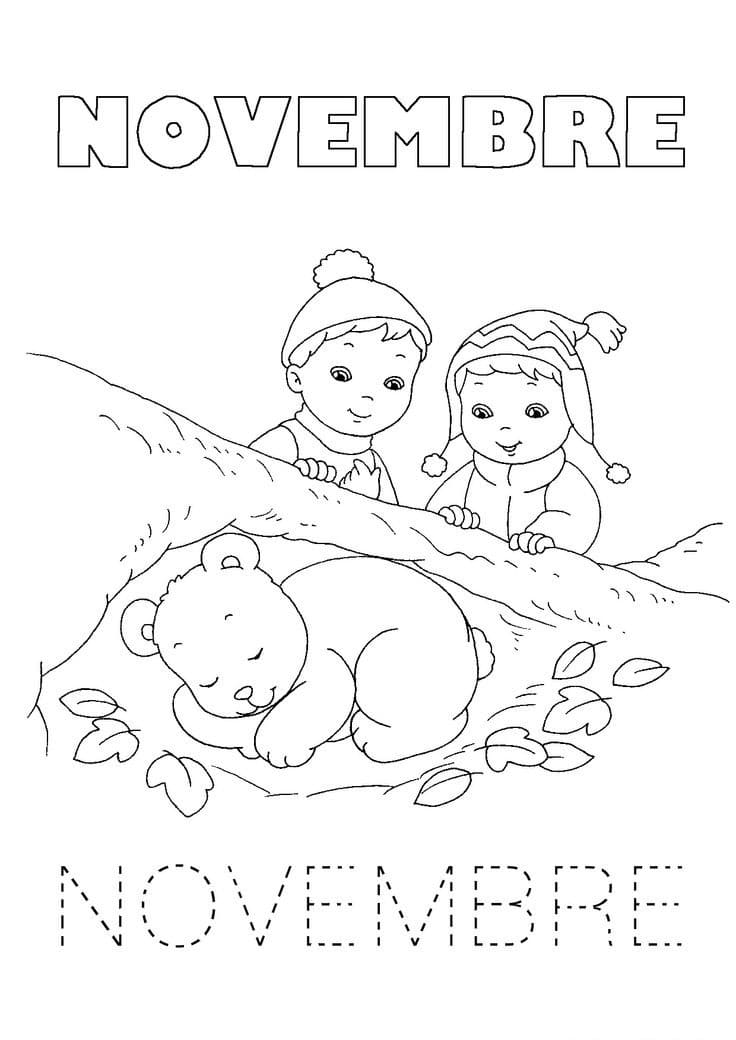 Coloriage Dessiner Novembre chez enfant