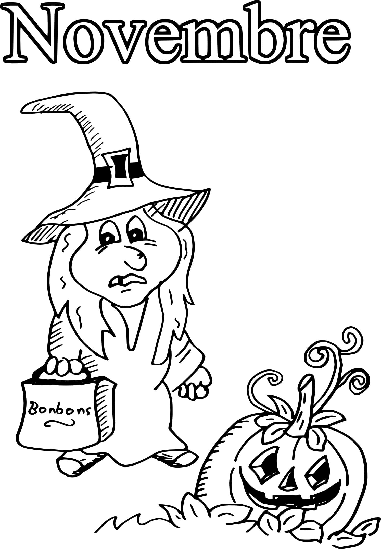 Coloriage Dessiner Novembre chez enfants