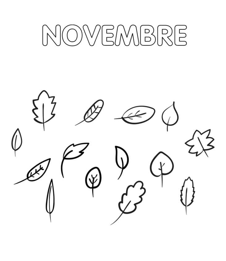 Coloriage Dessiner Novembre imprimable pour les enfants