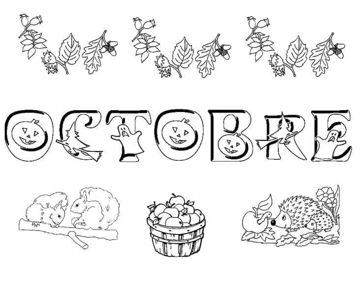 Coloriage Dessiner Octobre imprimable pour les enfants
