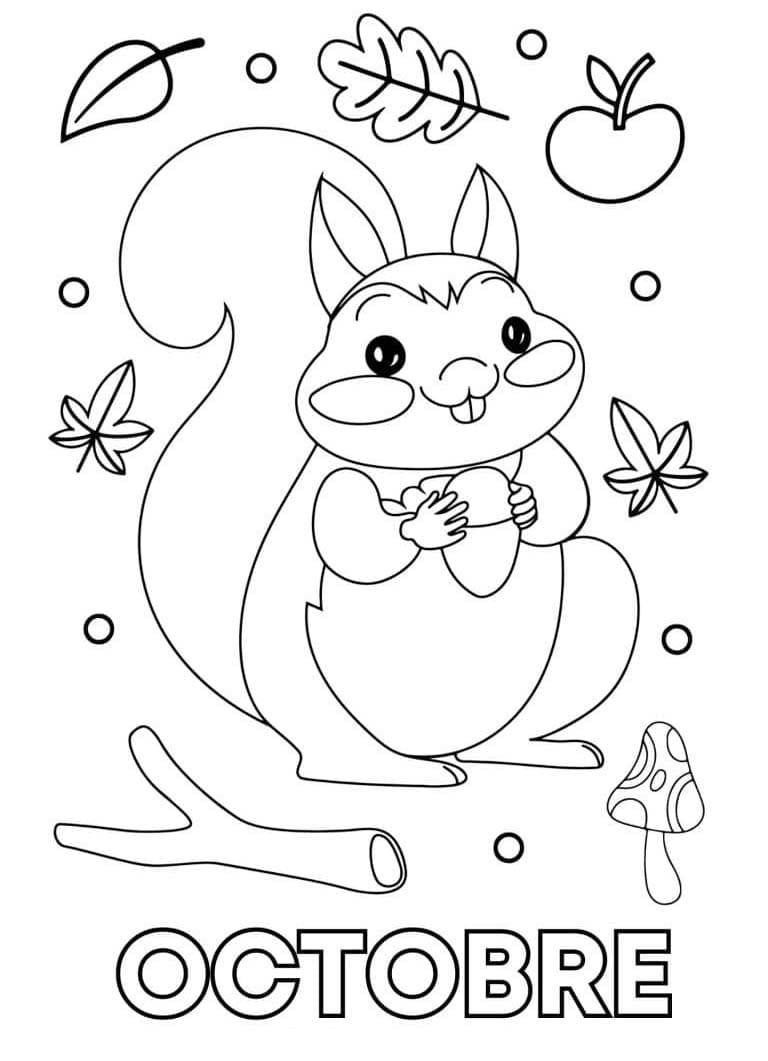 Coloriage Dessiner Octobre simple