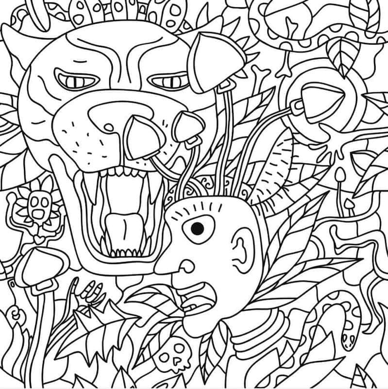 Coloriage Dessiner Psychédélique chez enfant