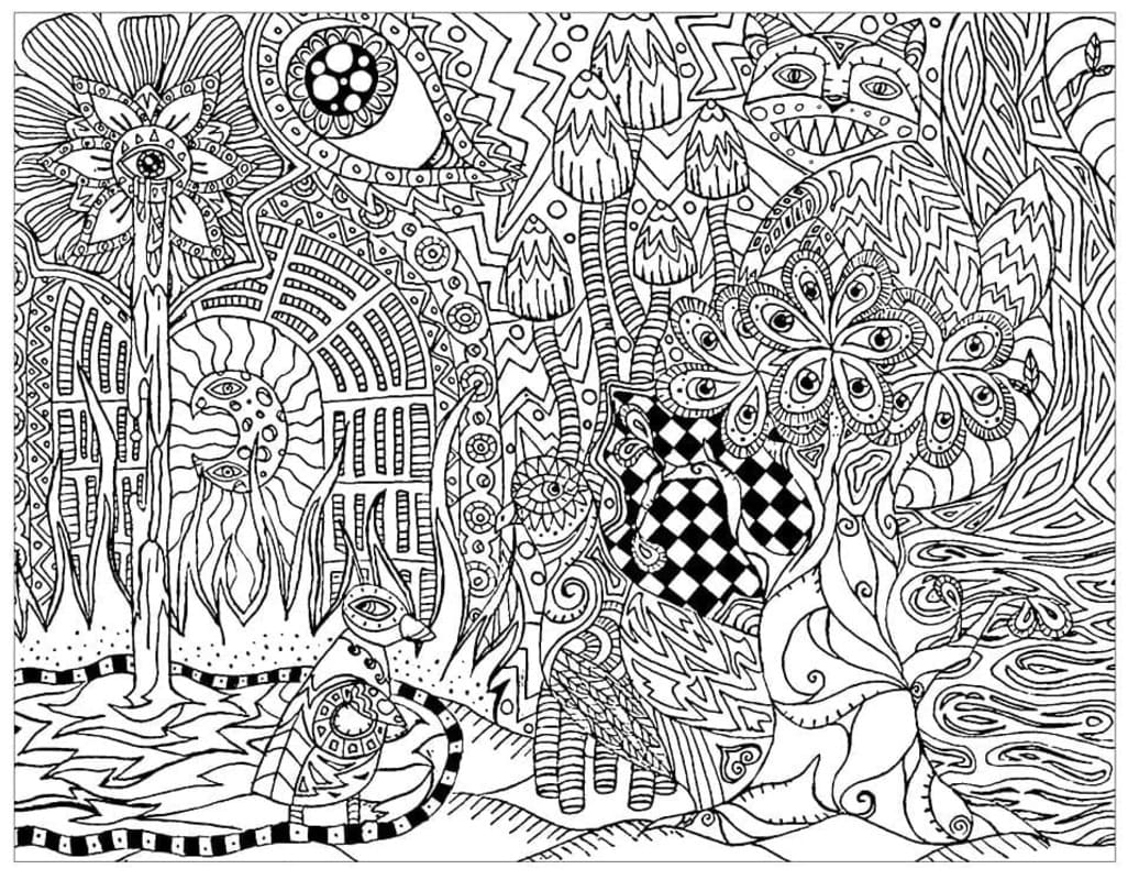 Coloriage Dessiner Psychédélique chez enfants