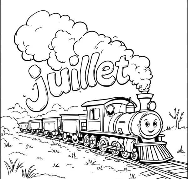 Coloriage Juillet basique chez les enfants