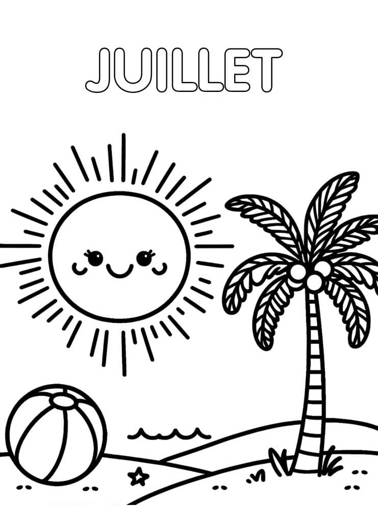 Coloriage Juillet gratuit pour les enfants